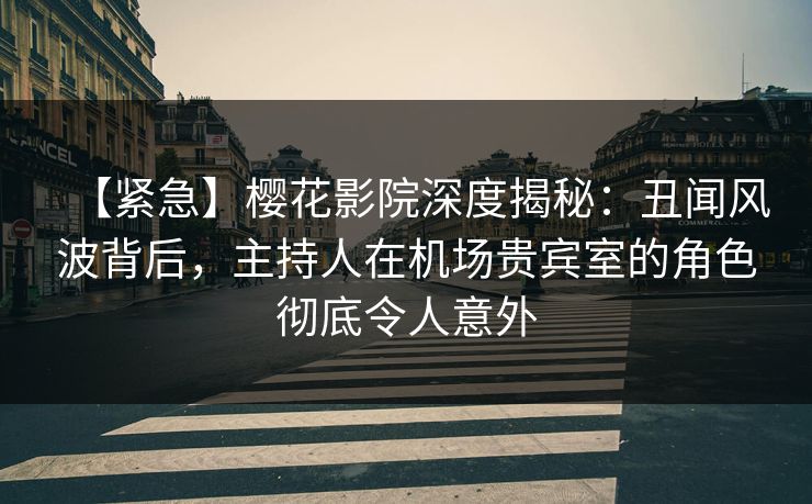 【紧急】樱花影院深度揭秘：丑闻风波背后，主持人在机场贵宾室的角色彻底令人意外