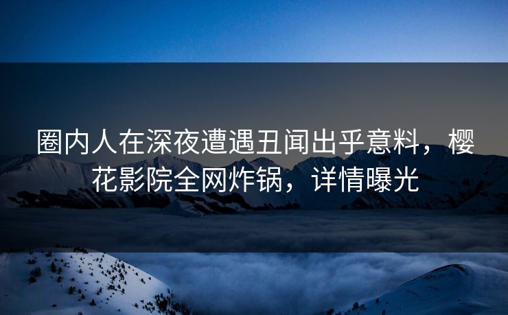 圈内人在深夜遭遇丑闻出乎意料，樱花影院全网炸锅，详情曝光